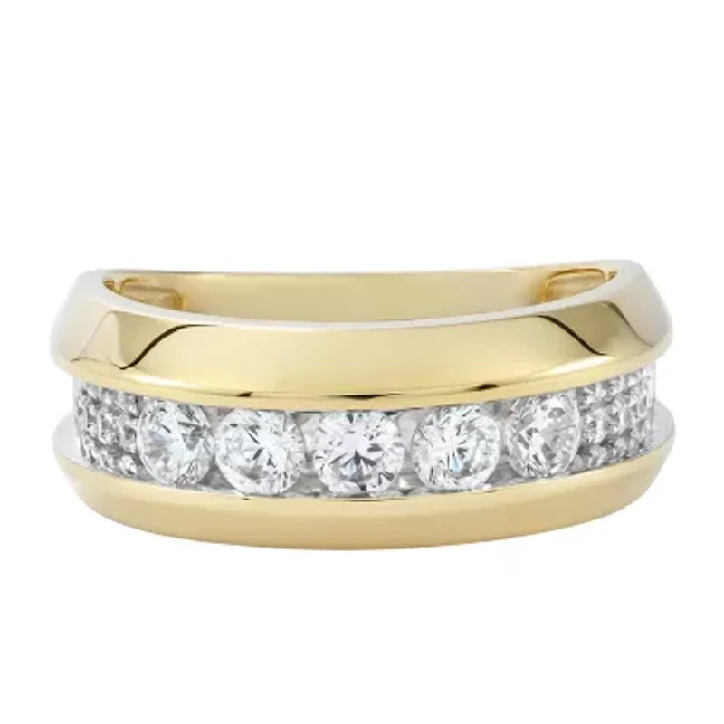 F / Si2) Mens 1/ CT. T.W. Lab Grown White Diamond 14K Gold Over Silver Wedding Band