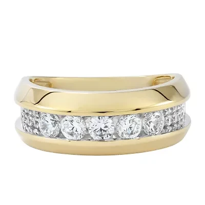 F / Si2) Mens 1/ CT. T.W. Lab Grown White Diamond 14K Gold Over Silver Wedding Band