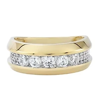 F / Si2) Mens 1/ CT. T.W. Lab Grown White Diamond 14K Gold Over Silver Wedding Band