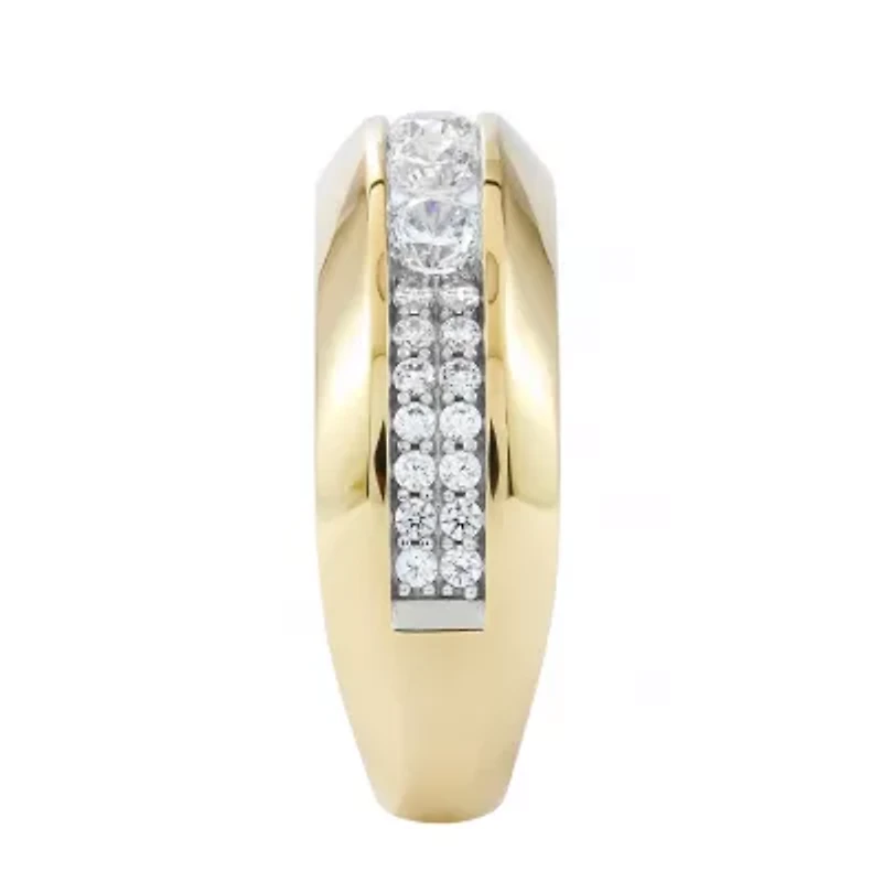 F / Si2) Mens 1/ CT. T.W. Lab Grown White Diamond 14K Gold Over Silver Wedding Band
