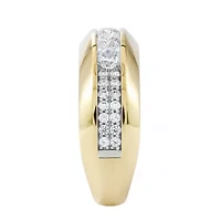F / Si2) Mens 1/ CT. T.W. Lab Grown White Diamond 14K Gold Over Silver Wedding Band