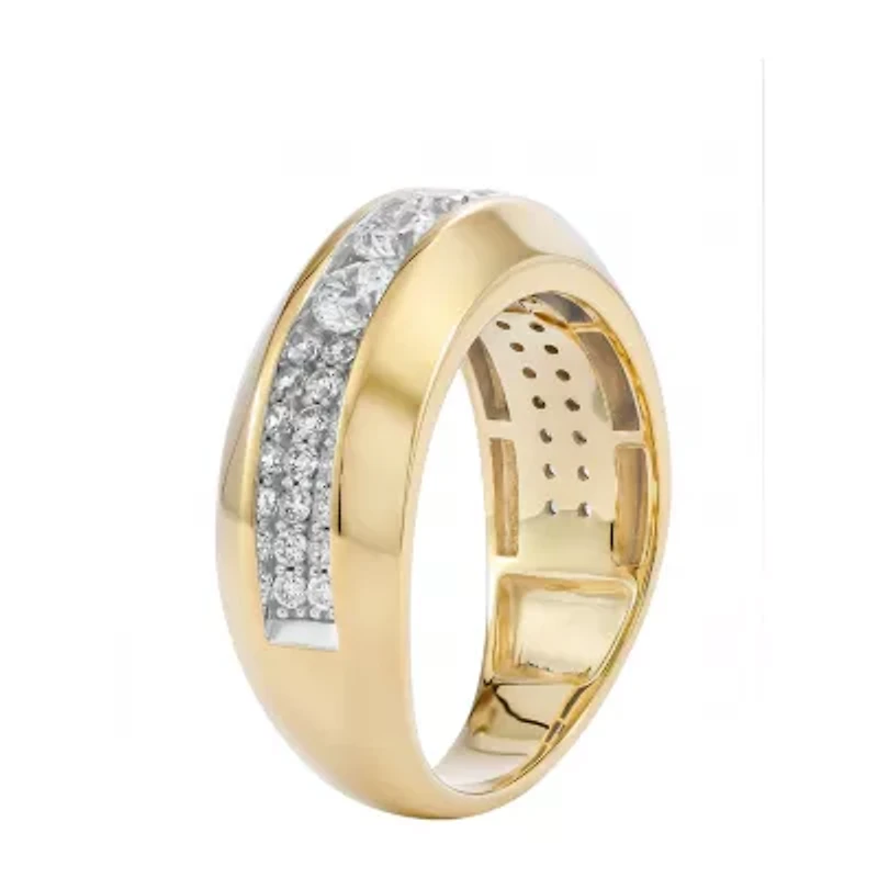 F / Si2) Mens 1/ CT. T.W. Lab Grown White Diamond 14K Gold Over Silver Wedding Band