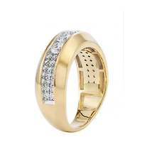 F / Si2) Mens 1/ CT. T.W. Lab Grown White Diamond 14K Gold Over Silver Wedding Band