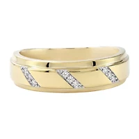 (F / Si2) Mens Diamond Accent Lab Grown White Diamond 14K Gold Over Silver Wedding Band