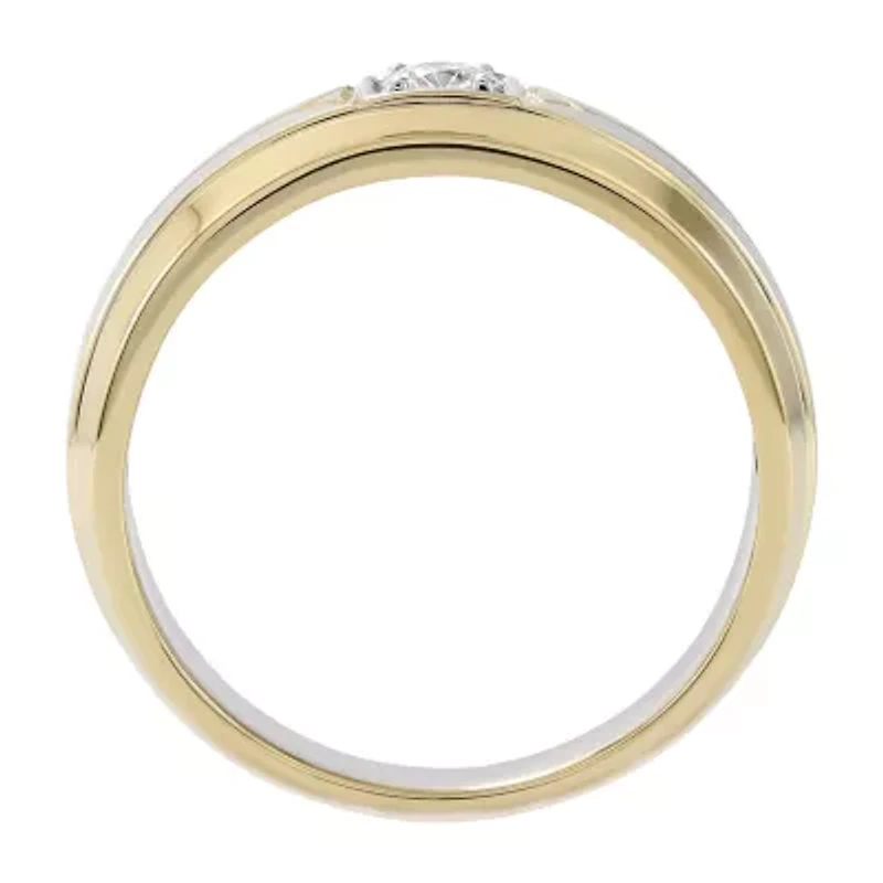 F / Si2) Mens / CT. T.W. Lab Grown White Diamond 14K Gold Over Silver Wedding Band