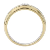 F / Si2) Mens / CT. T.W. Lab Grown White Diamond 14K Gold Over Silver Wedding Band