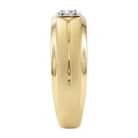 F / Si2) Mens / CT. T.W. Lab Grown White Diamond 14K Gold Over Silver Wedding Band