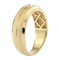 F / Si2) Mens / CT. T.W. Lab Grown White Diamond 14K Gold Over Silver Wedding Band