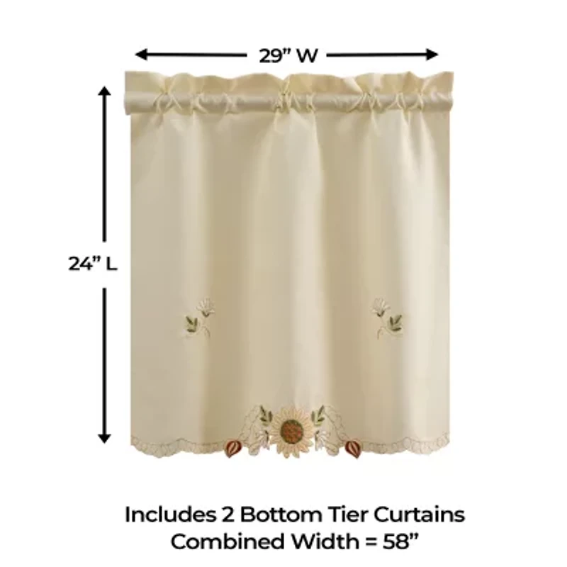 Sweet Home Collection Sunflower 2-pc. Rod Pocket Window Tier