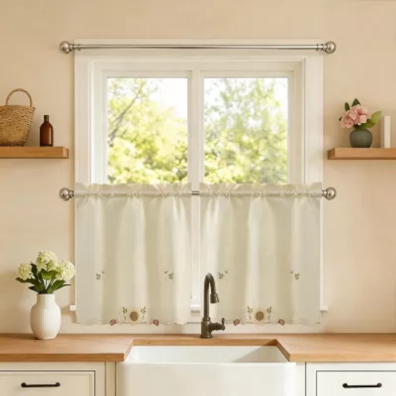 Sweet Home Collection Sunflower 2-pc. Rod Pocket Window Tier