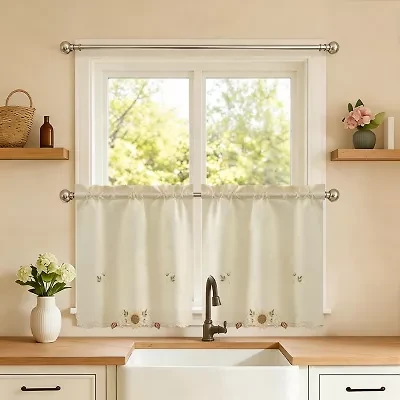 Sweet Home Collection Sunflower 2-pc. Rod Pocket Window Tier