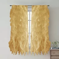 Sweet Home Collection Ruffled Rod Pocket Sheer Single Curtain Panel