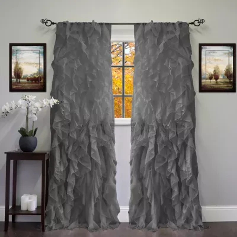 Sweet Home Collection Ruffled Rod Pocket Sheer Single Curtain Panel