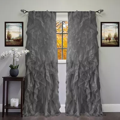 Sweet Home Collection Ruffled Rod Pocket Sheer Single Curtain Panel