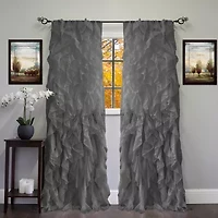 Sweet Home Collection Ruffled Rod Pocket Sheer Single Curtain Panel