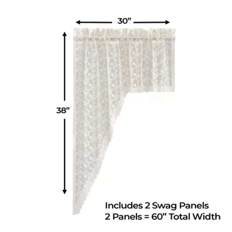 Sweet Home Collection Priscilla Rod Pocket Swag Valance