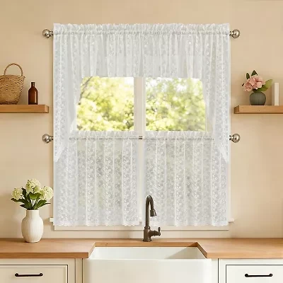 Sweet Home Collection Priscilla 5-pc. Rod Pocket Kitchen Curtains & Drapes Window Set