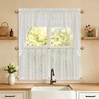Sweet Home Collection Priscilla 5-pc. Rod Pocket Kitchen Curtains & Drapes Window Set
