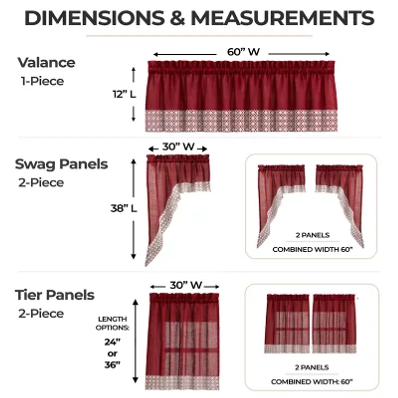 Sweet Home Collection Salem 5-pc. Rod Pocket Kitchen Curtains & Drapes Window Set