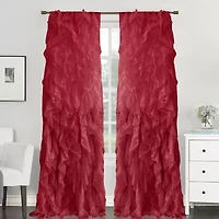 Sweet Home Collection Ruffled Rod Pocket Sheer Single Curtain Panel