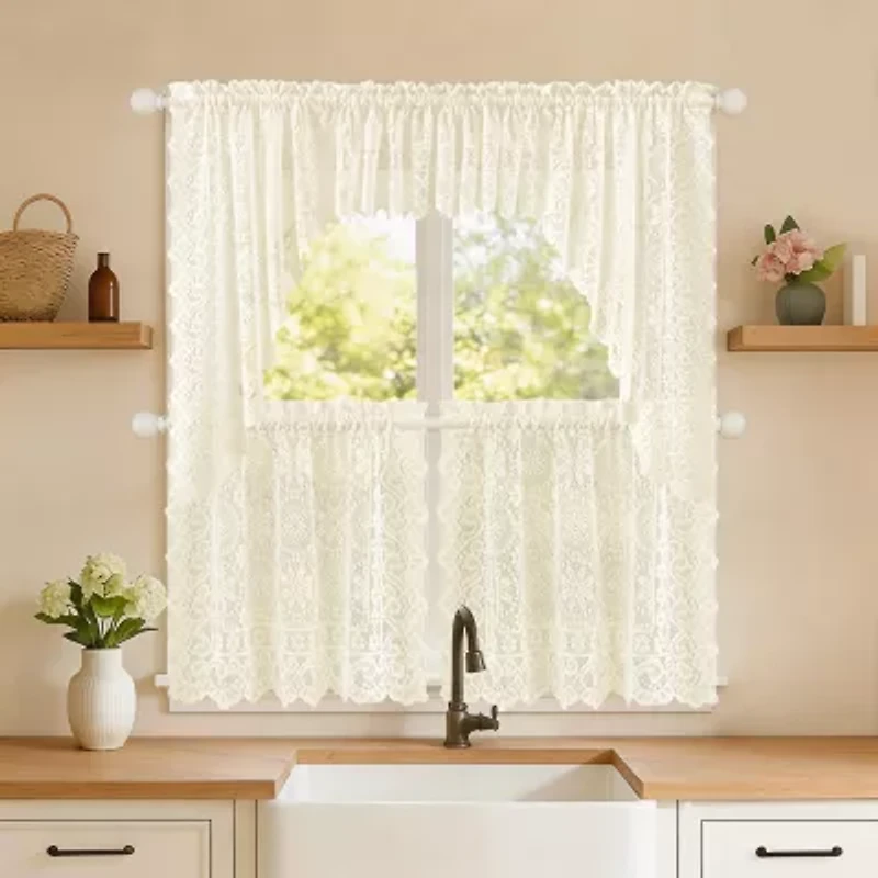 Sweet Home Collection Hopewell 5-pc. Rod Pocket Kitchen Curtains & Drapes Window Set