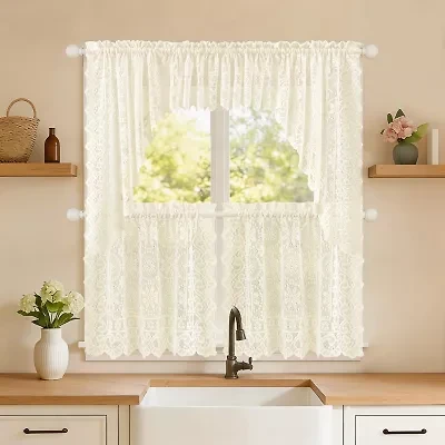 Sweet Home Collection Hopewell 5-pc. Rod Pocket Kitchen Curtains & Drapes Window Set