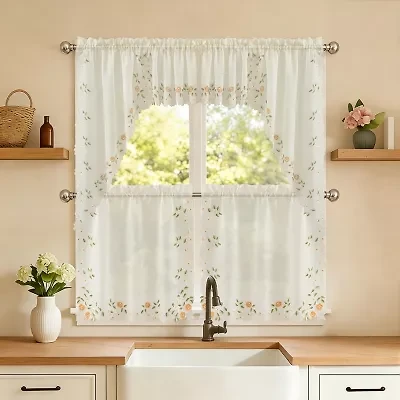 Sweet Home Collection Rosemary 5-pc. Rod Pocket Kitchen Curtains & Drapes Window Set