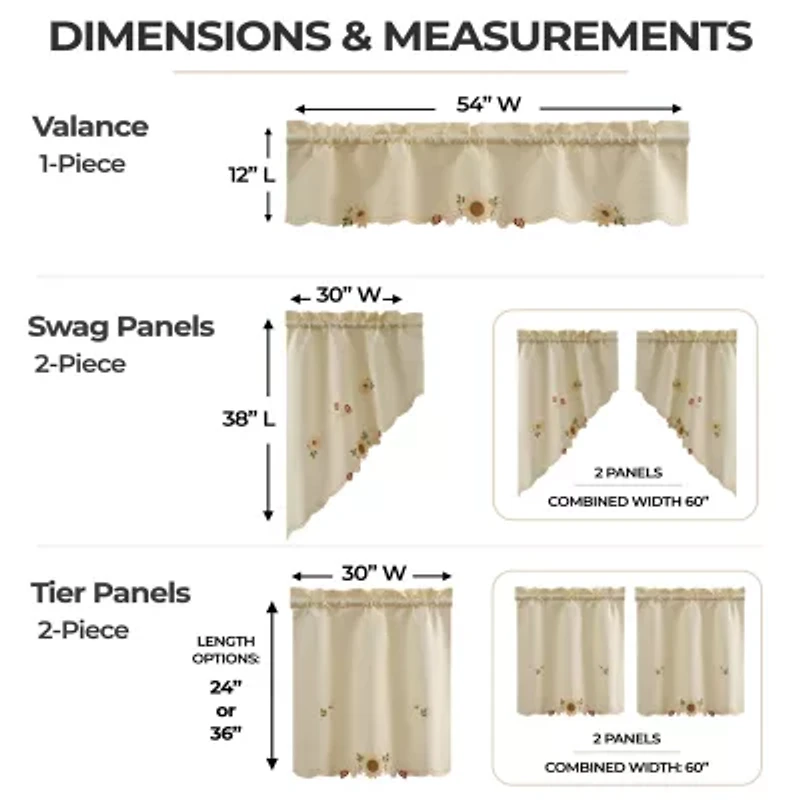 Sweet Home Collection Sunflower 2-pc. Rod Pocket Kitchen Curtains & Drapes Window Set