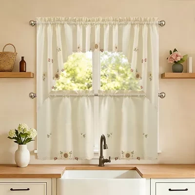 Sweet Home Collection Sunflower 2-pc. Rod Pocket Kitchen Curtains & Drapes Window Set