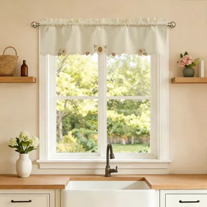 Sweet Home Collection Sunflower Rod Pocket Scallop Valance