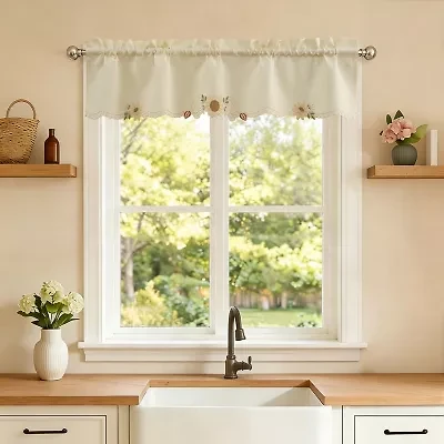 Sweet Home Collection Sunflower Rod Pocket Scallop Valance