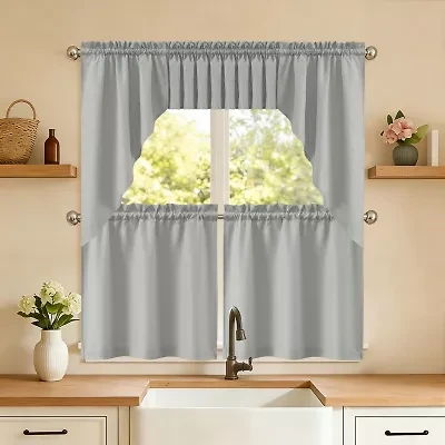 Sweet Home Collection Ripcord 5-pc. Rod Pocket Kitchen Curtains & Drapes Window Set