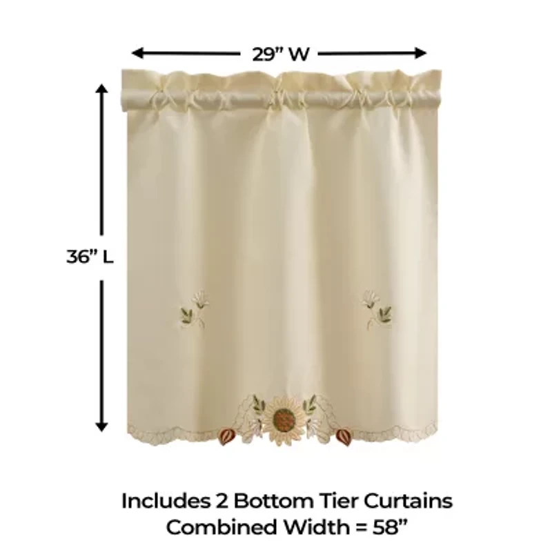 Sweet Home Collection Sunflower 2-pc. Rod Pocket Window Tier