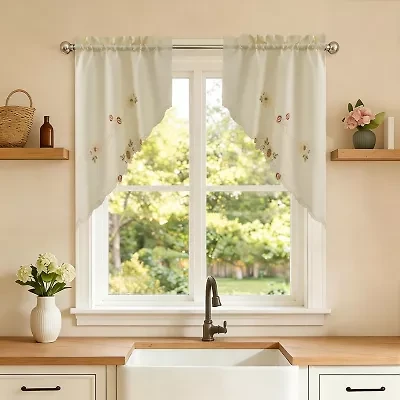 Sweet Home Collection Sunflower Rod Pocket Swag Valance