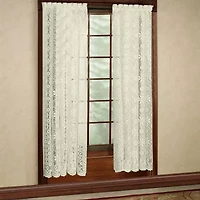 Sweet Home Collection Hopewell Old World Style Floral Lace Rod Pocket Sheer Single Curtain Panel