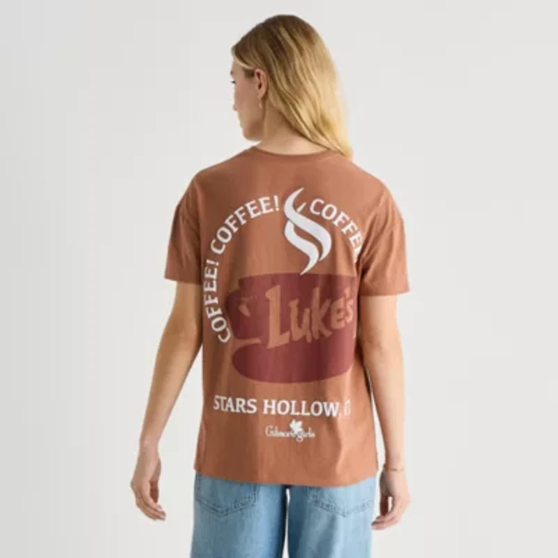 Gilmore Girls Coffee Boyfriend Tee Womens Juniors Crew Neck Short Sleeve Loose Fit Graphic T-Shirt