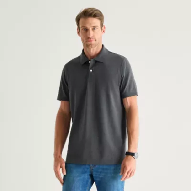 St. John's Bay Premium Stretch Mens Classic Fit Short Sleeve Polo Shirt