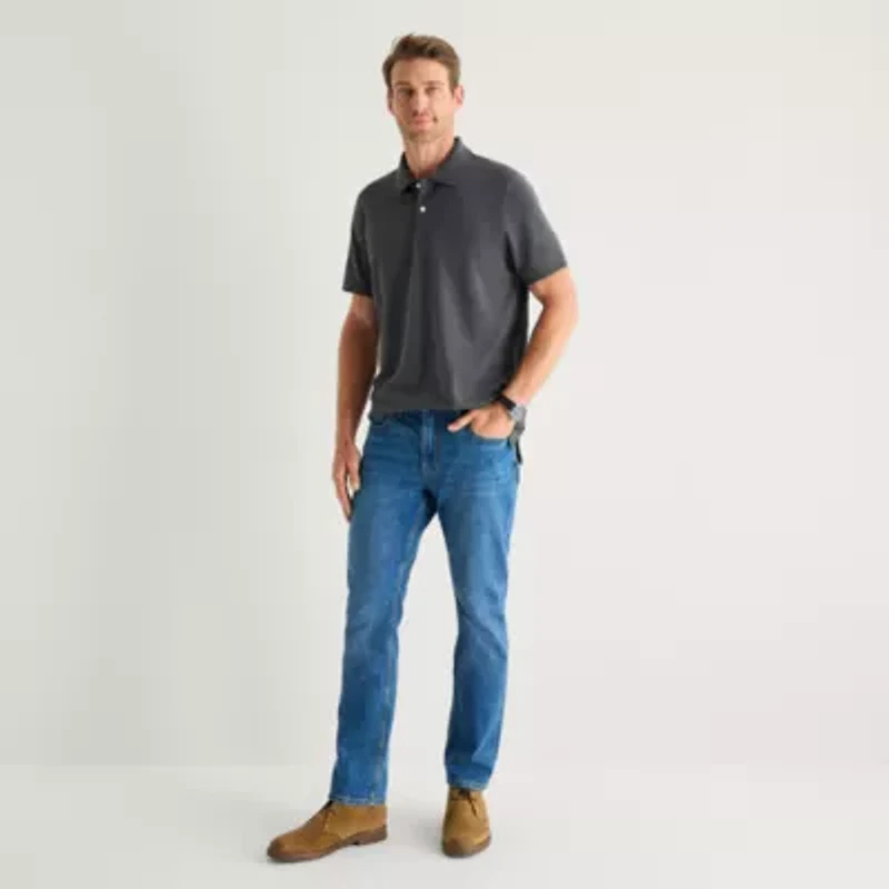St. John's Bay Premium Stretch Mens Classic Fit Short Sleeve Polo Shirt