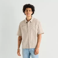 Arizona Mens Short Sleeve Regular Fit Button-Down Shirt