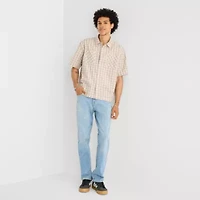 Arizona Mens Short Sleeve Regular Fit Button-Down Shirt