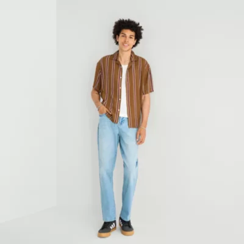 Arizona Mens Short Sleeve Regular Fit Button-Down Shirt