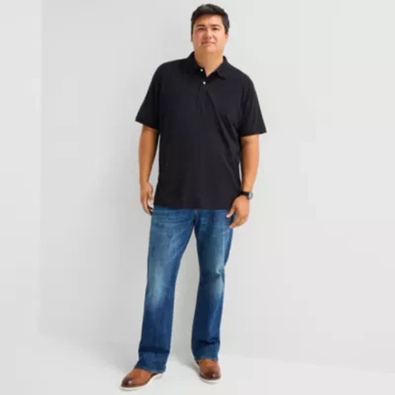 St. John's Bay Premium Stretch Big and Tall Mens Classic Fit Short Sleeve Polo Shirt