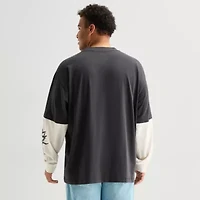 Arizona Mens Crew Neck Long Sleeve Big and Tall Twofer Graphic Shirt
