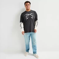 Arizona Mens Crew Neck Long Sleeve Big and Tall Twofer Graphic Shirt