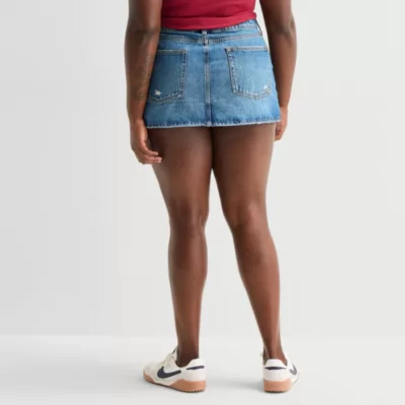 Arizona Womens Juniors Plus Denim Skirt