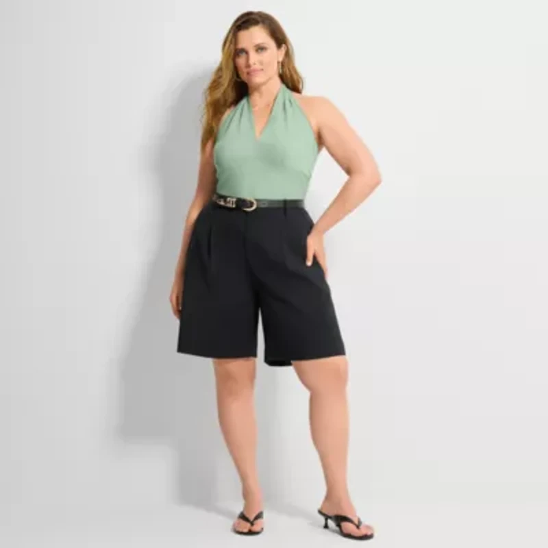 Ashley Graham Womens Plus Blouse