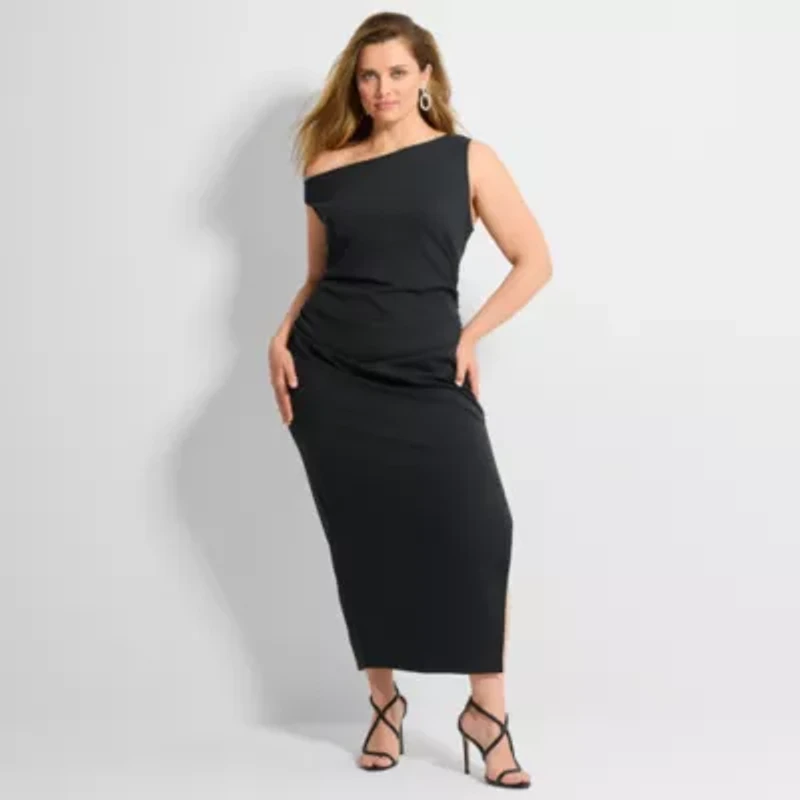 Ashley Graham Womens Plus Maxi Dress