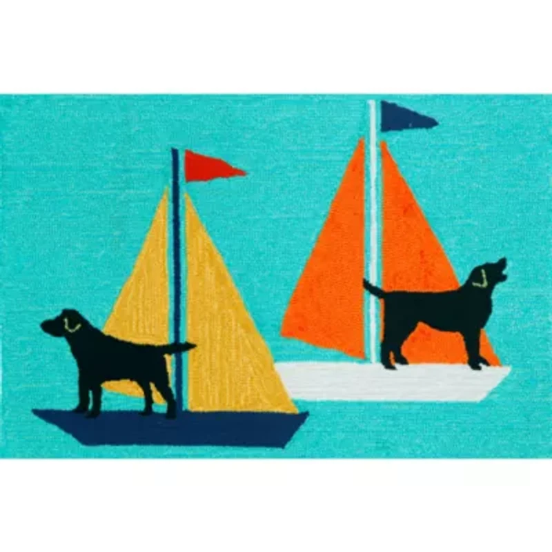Liora Manne Frontporch Sailing Dog Animal Hand Tufted Indoor Outdoor Rectangular Accent Rug