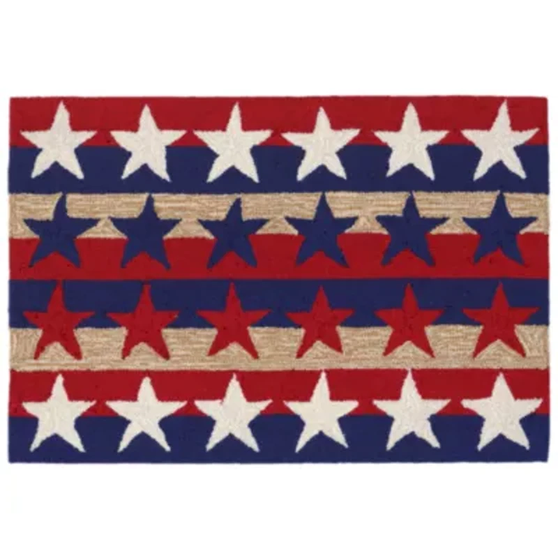 Liora Manne Frontporch Stars And Stripes Hand Tufted Indoor Outdoor Rectangular Accent Rug