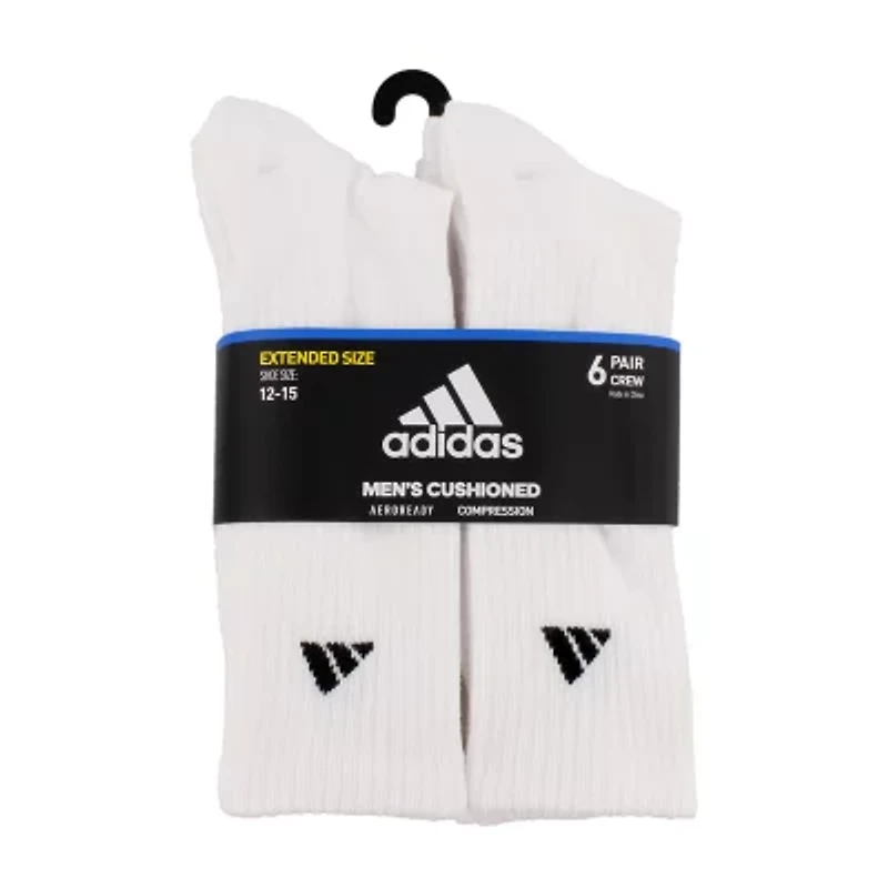 adidas Cushioned Mens 6 Pair Big and Tall Crew Socks